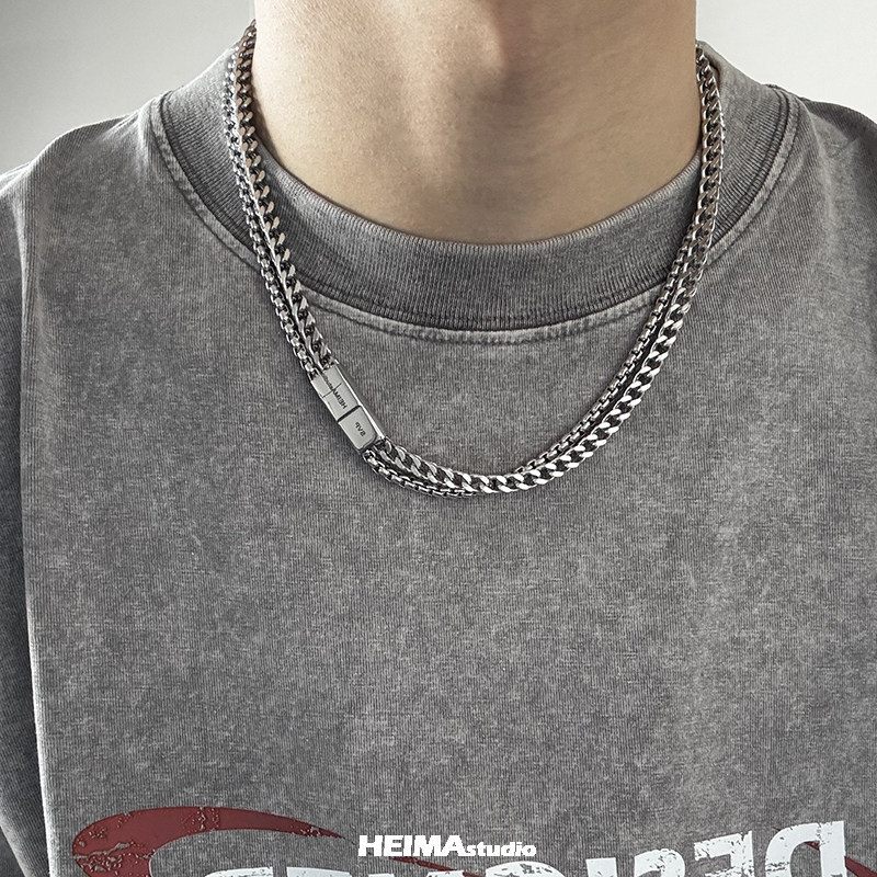 Cuban Link Chain 12Mm - Kalung Hip-Hop baja Titanium Kuba ganda