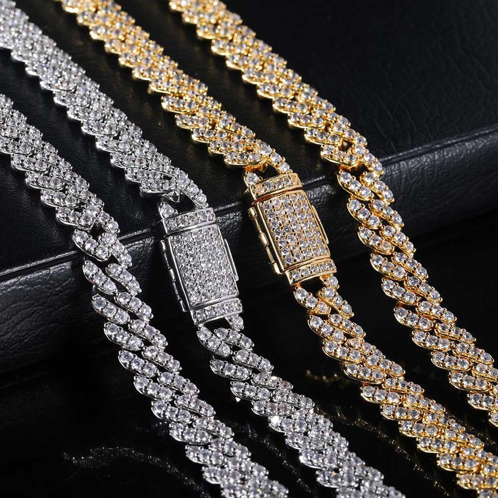 Cuban Link Chain 12Mm - Kalung Wanita Zirkon 8MM1Row, Kalung Pria