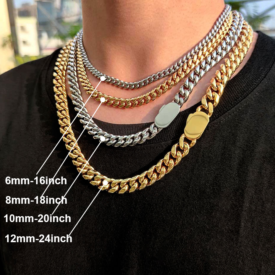 Cuban Link Chain 12Mm - 6-12mm lebar gaya baru baja nirkarat