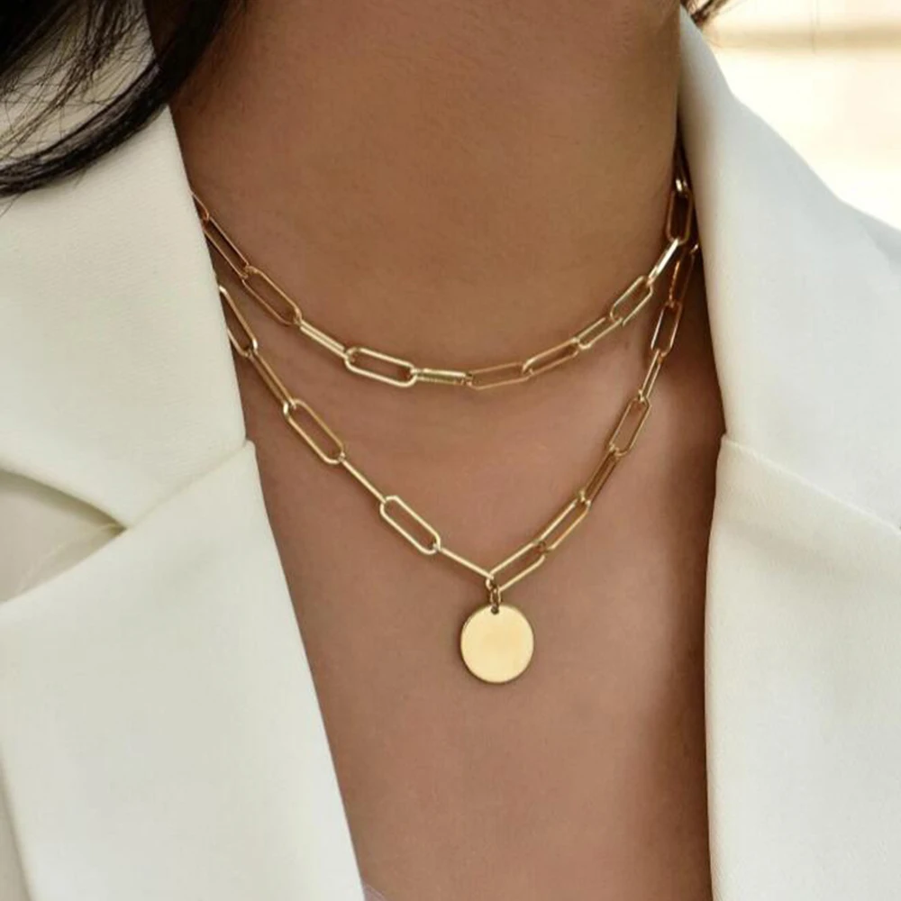 Layered Pendant Necklace Aesthetic - SUMENG kalung liontin Vintage wanita, pakaian