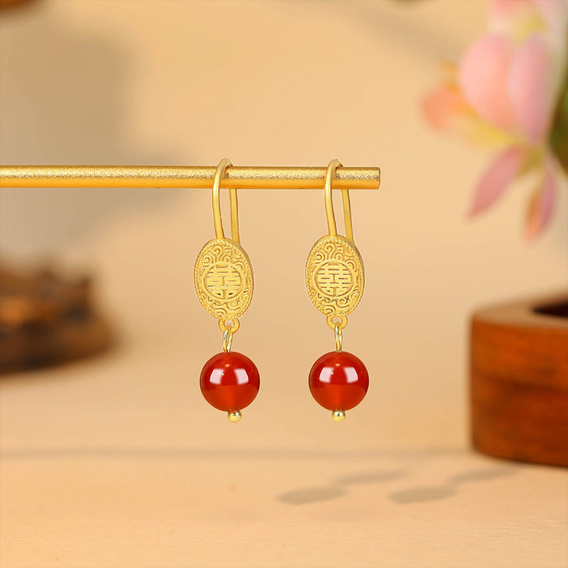 Anting Manik Giok Merah Alami  - Earrings ulasan dan harga