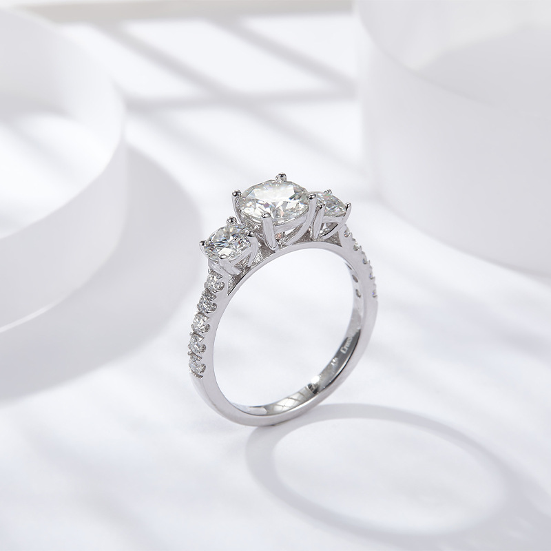 HTOTOH 3 Batu 1 Karat D Warna  - Moissanite Engagement Ring 1 Carat ulasan dan harga