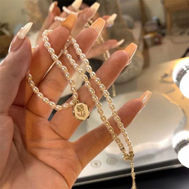 Perancis Antik Imitasi Barok M - Pearl Choker Necklace Vintage ulasan dan harga