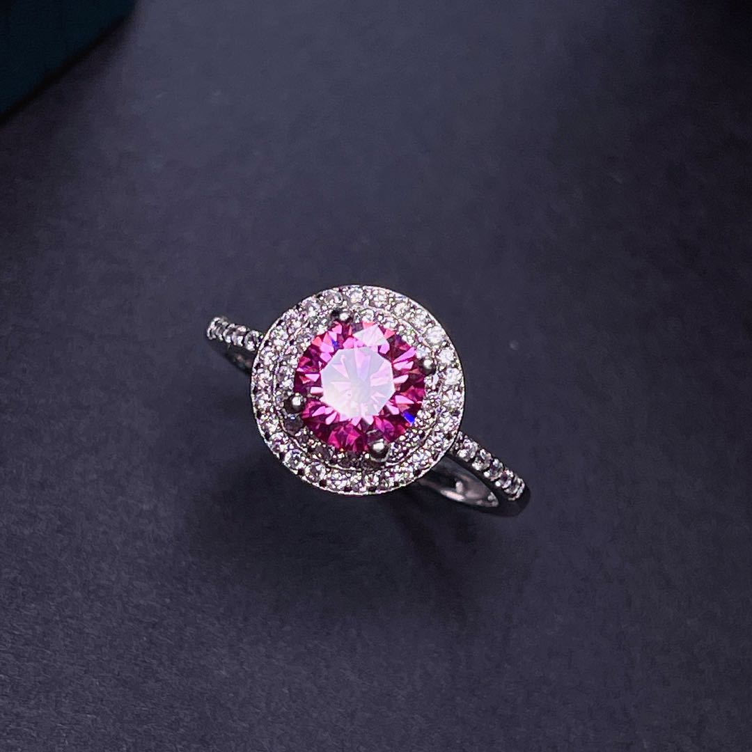 Cincin Moissanite Merah Muda B - Moissanite Engagement Ring 1 Carat ulasan dan harga
