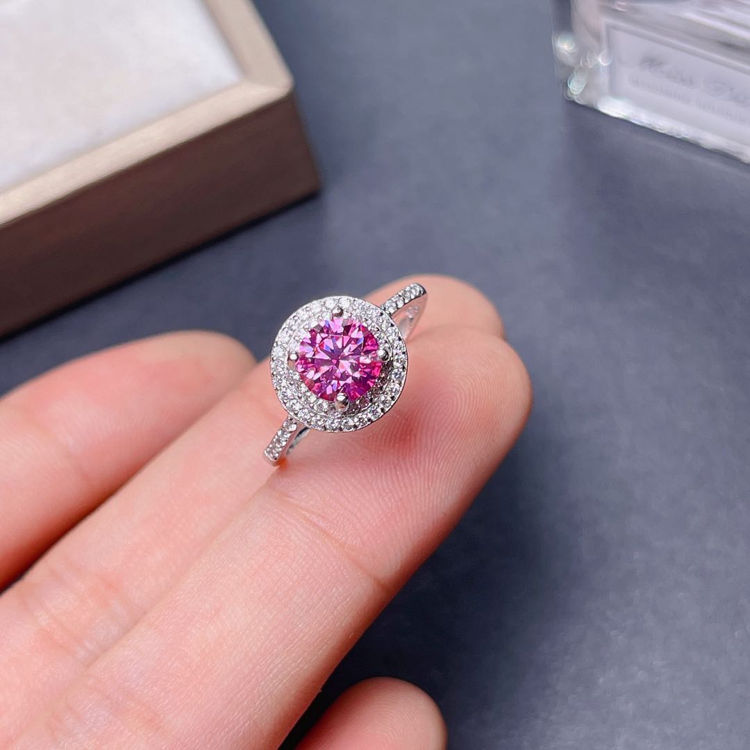 Cincin Moissanite Merah Muda B - Moissanite Engagement Ring 1 Carat ulasan dan harga