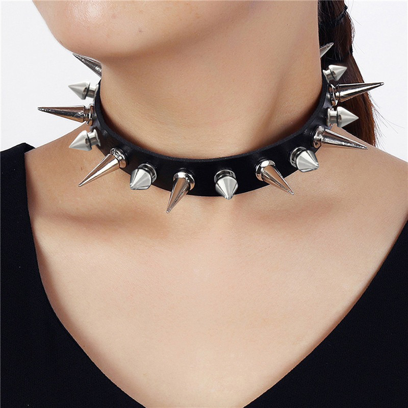 Kalung Choker Panjang Bergaya  - Goth Punk Spike Choker ulasan dan harga