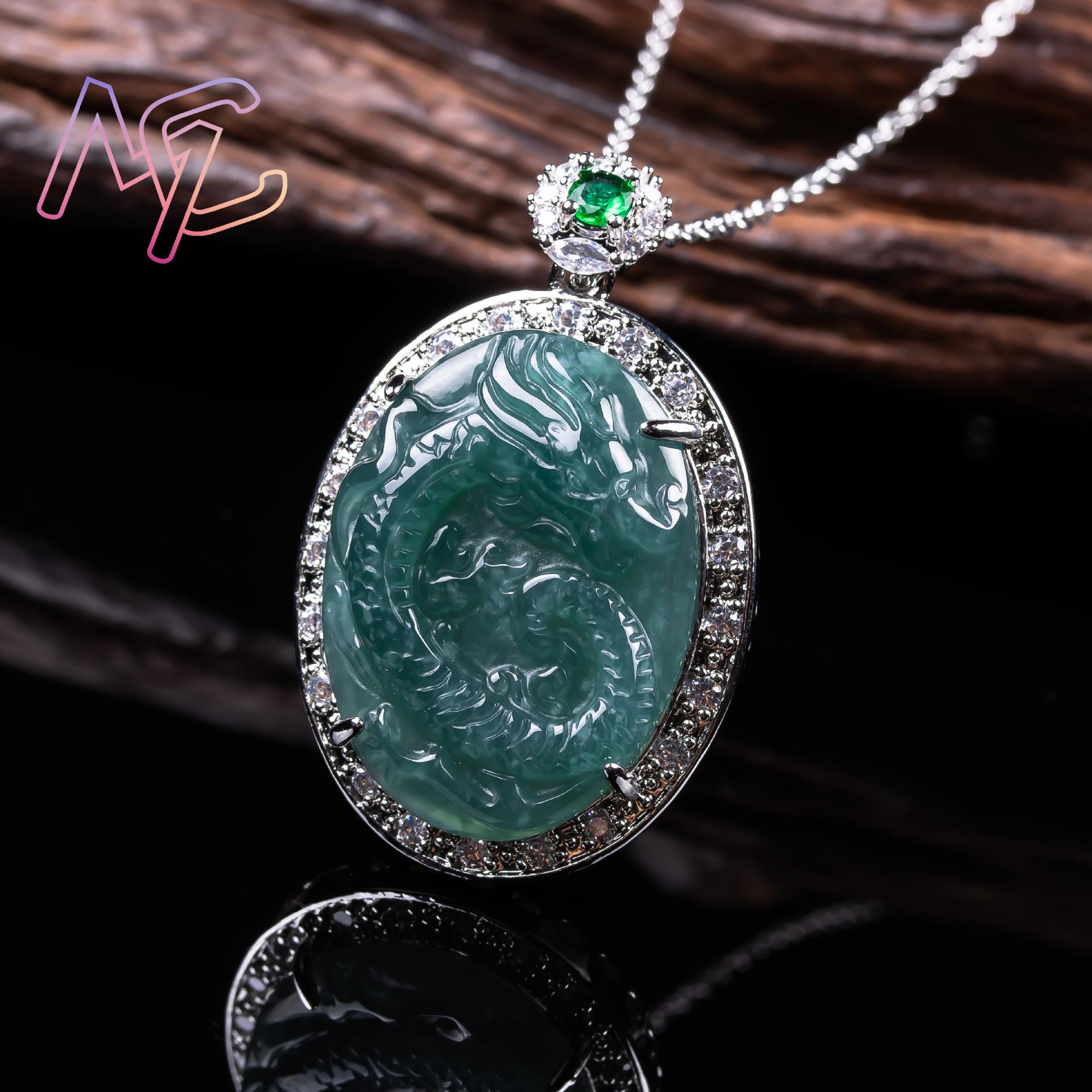 Kalung Liontin Naga Giok Myanm - 925 Sterling Silver Chain Necklace Men ulasan dan harga