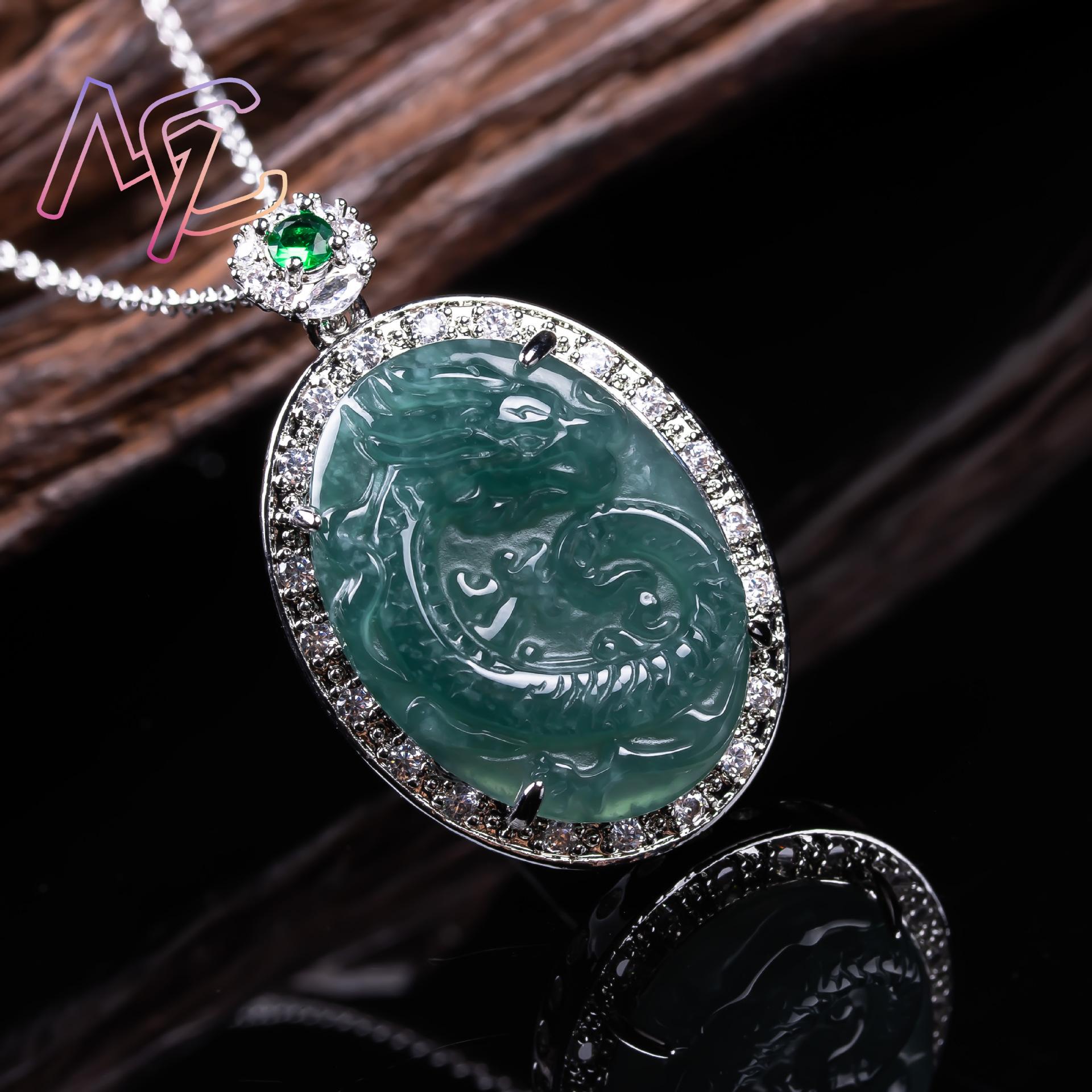 Kalung Liontin Naga Giok Myanm - 925 Sterling Silver Chain Necklace Men ulasan dan harga