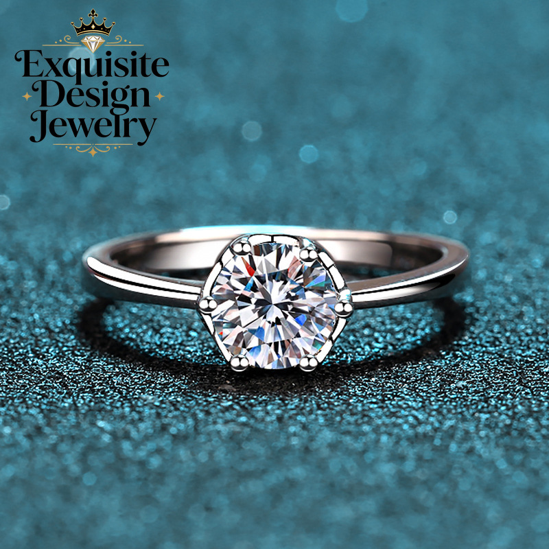 Cincin Platinum PT950 Mewah de - Moissanite Engagement Ring 1 Carat ulasan dan harga